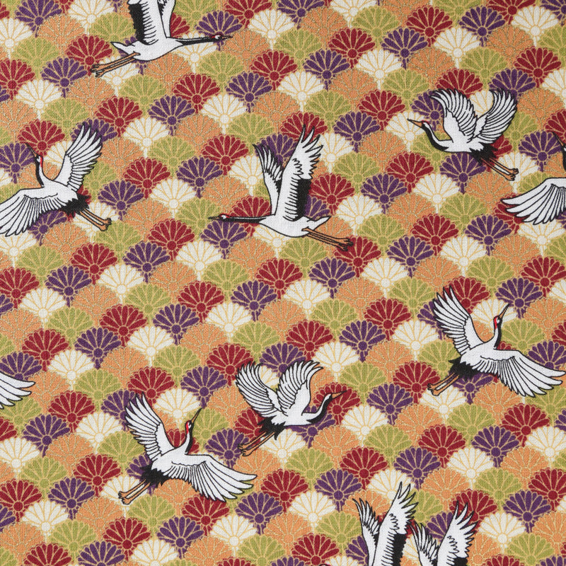 Flying Cranes Traditional Japanese Cotton Sheeting 2000-73