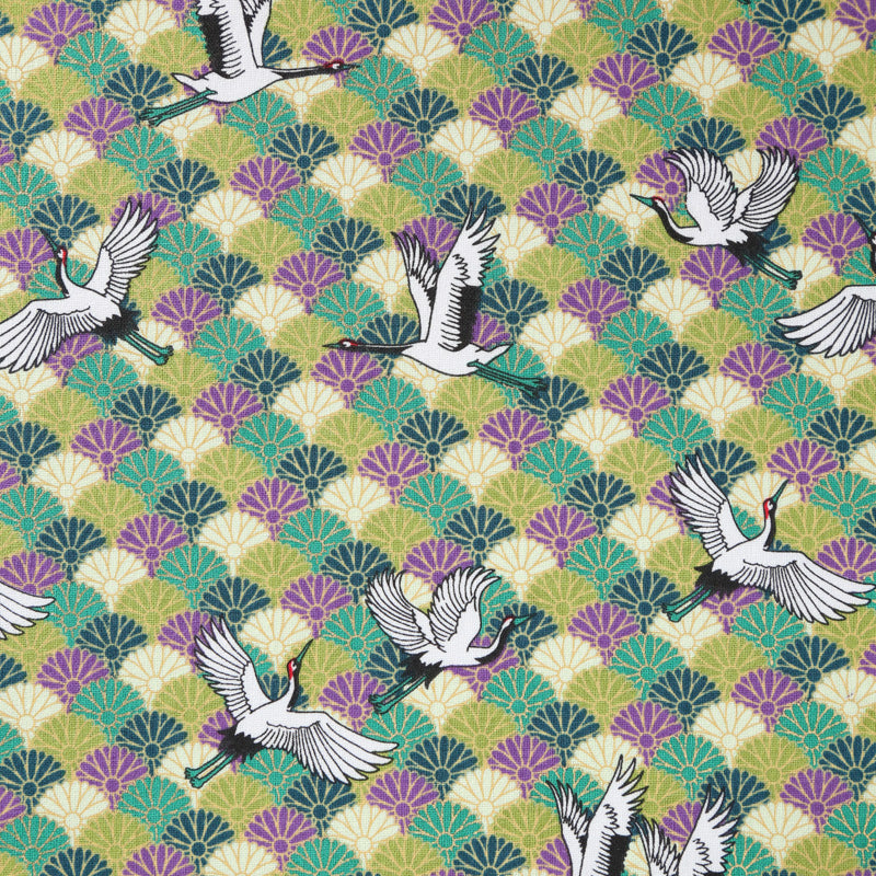 Flying Cranes Traditional Japanese Cotton Sheeting 2000-73