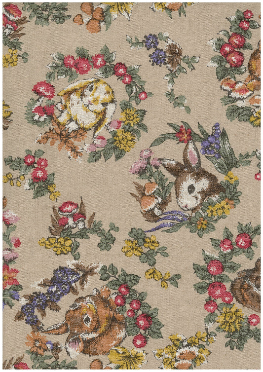 Tapestry-style Print Rabbit Wreaths Canvas YGA-96000-1