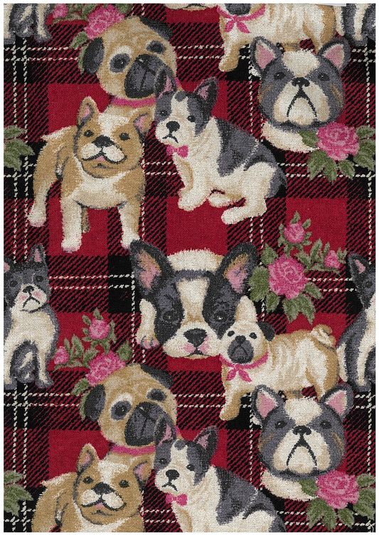 Tapestry-style Print Dog Check Canvas YGA-96000-2