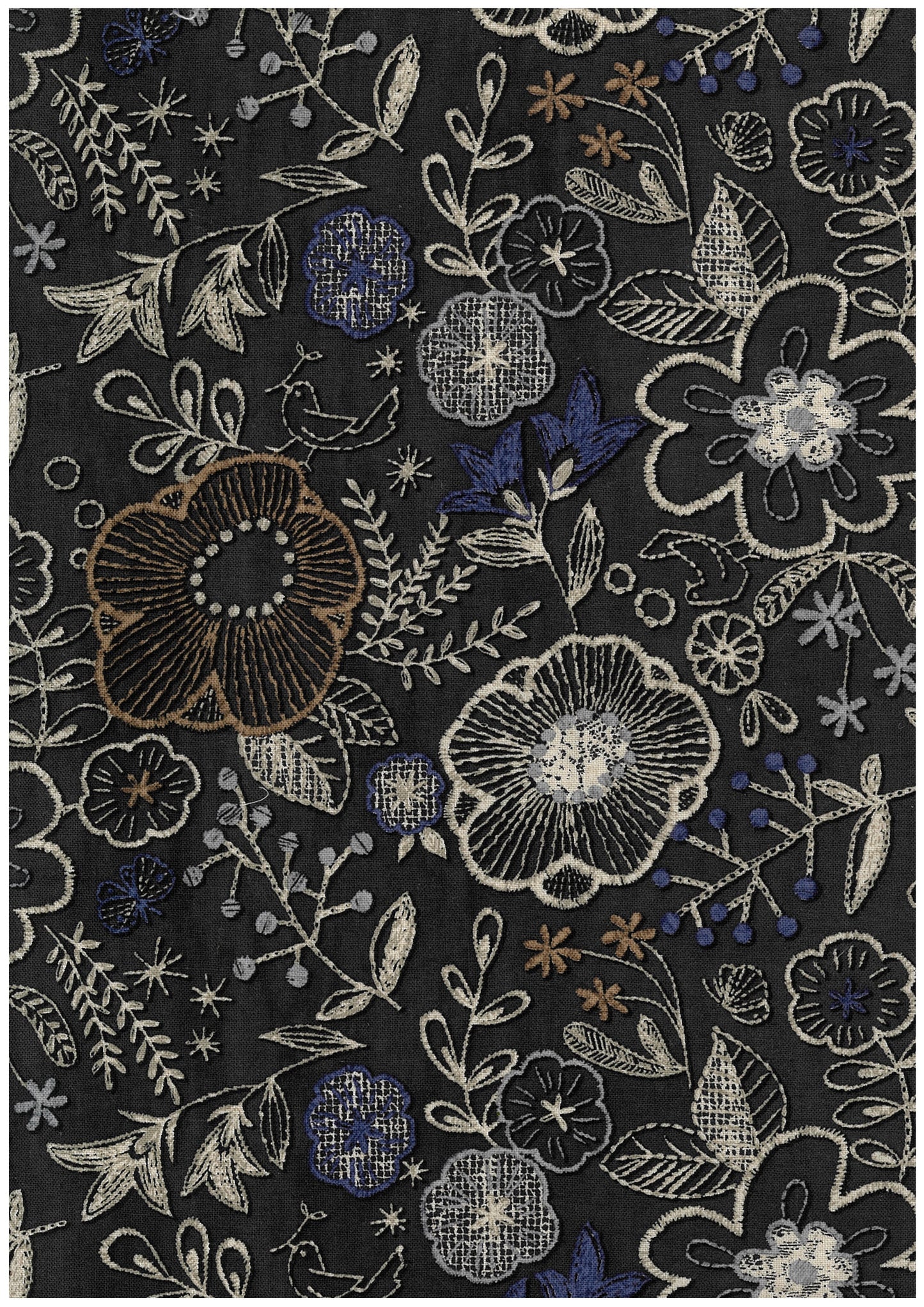 Embroidered-style Print Flowers Sheeting YGA-96040-1