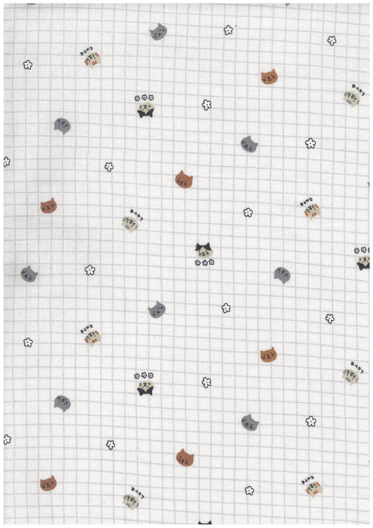 Cat & Check Cotton Sheeting YGA-99000-1