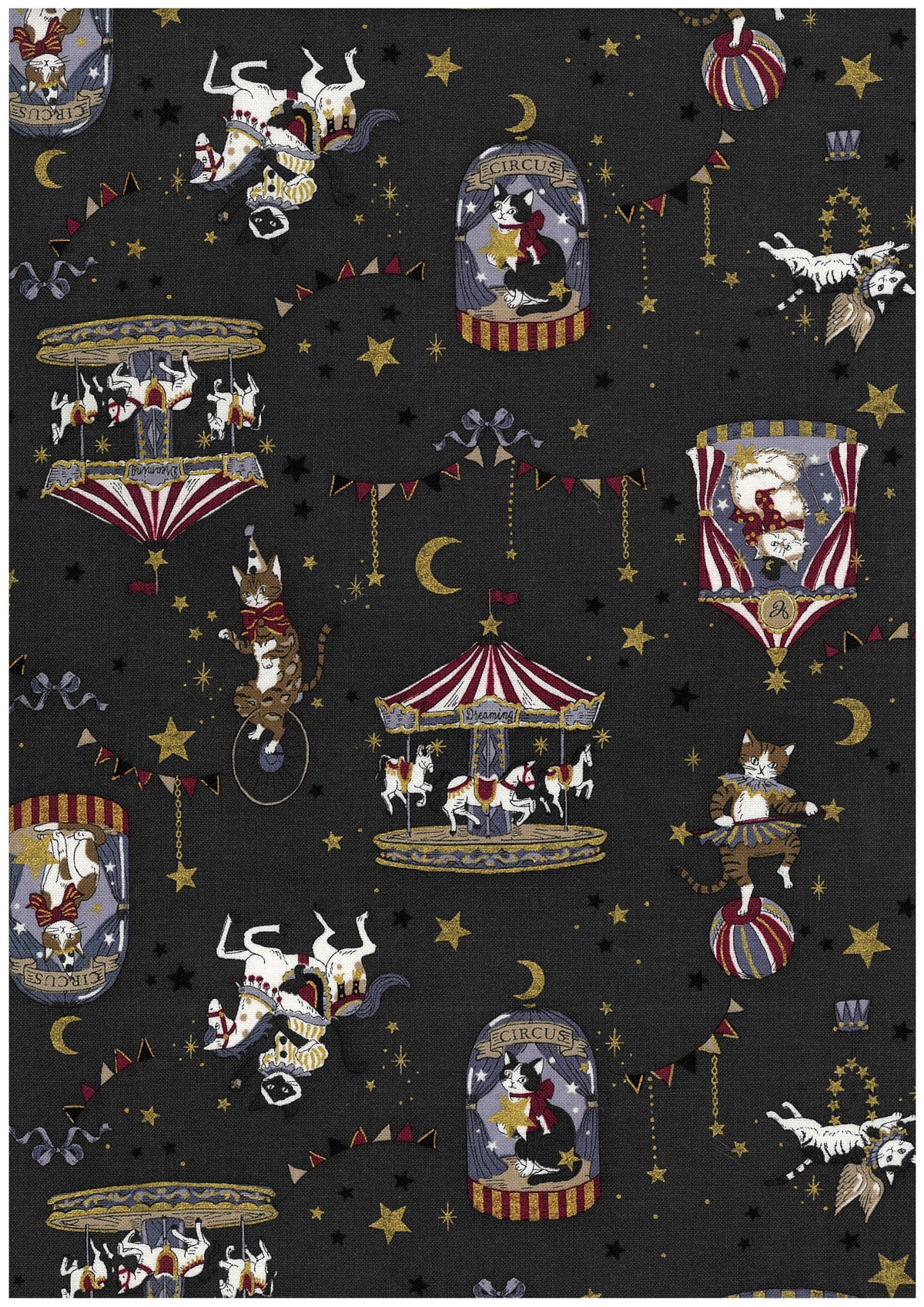 In The Darkness Circus Cats Cotton Sheeting YGA-99030-2