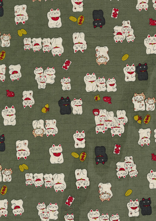 Funny Japan Lucky Cats Dobby Cloth YKA-31060-1