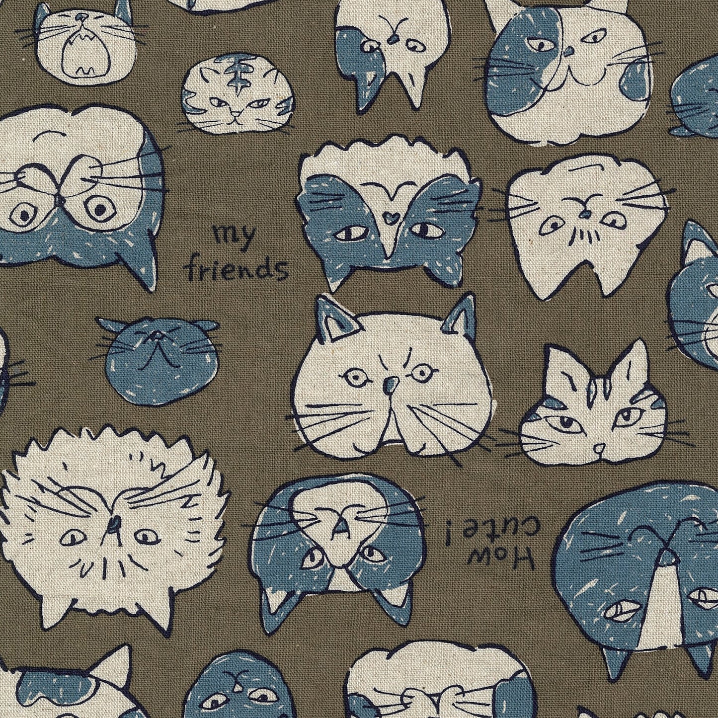 Doodle Animals Cats Cotton Linen Blend Canvas YKA-36000-1