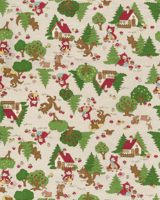 Funny Cats Little Red Riding Hood and the Wolf Cotton Sheeting YKA-36020-1