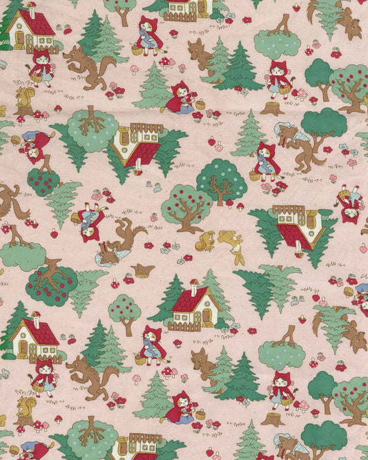 Funny Cats Little Red Riding Hood and the Wolf Cotton Sheeting YKA-36020-1