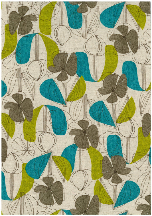 Floral Grid Cotton Linen Blended Sheeting YKA-41010-1