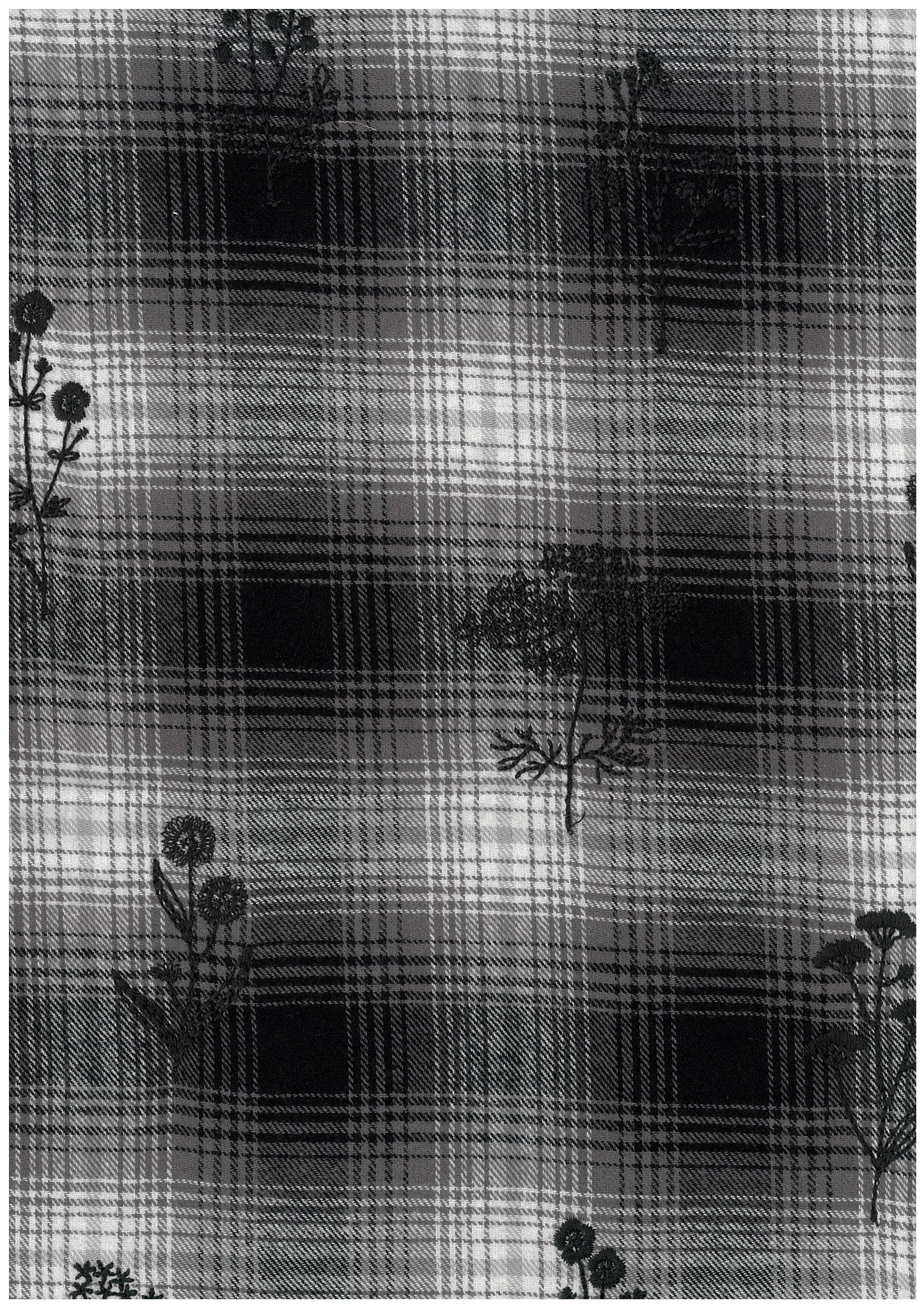 Embroidered Check Flower Brushed Fabric YKA-46070-1