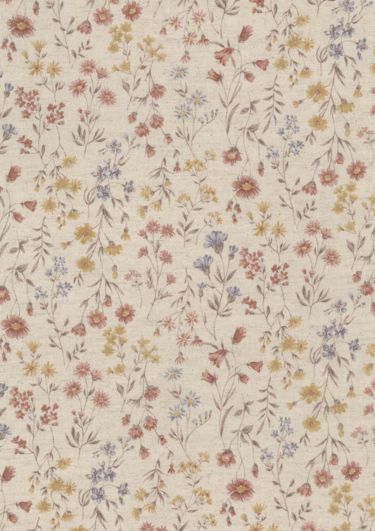 Antique Flower Cotton Linen Blend Sheeting YPA-69040-1