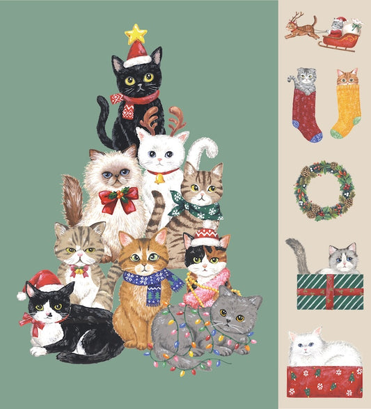Christmas Panel Cat Tree Sheeting YPA-76970-1