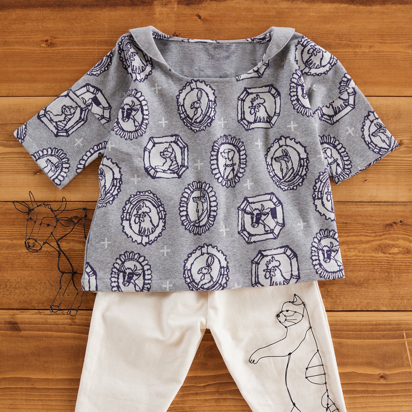 HAyU fabric Flame Animals Knit Jacquard EGX-7711-2