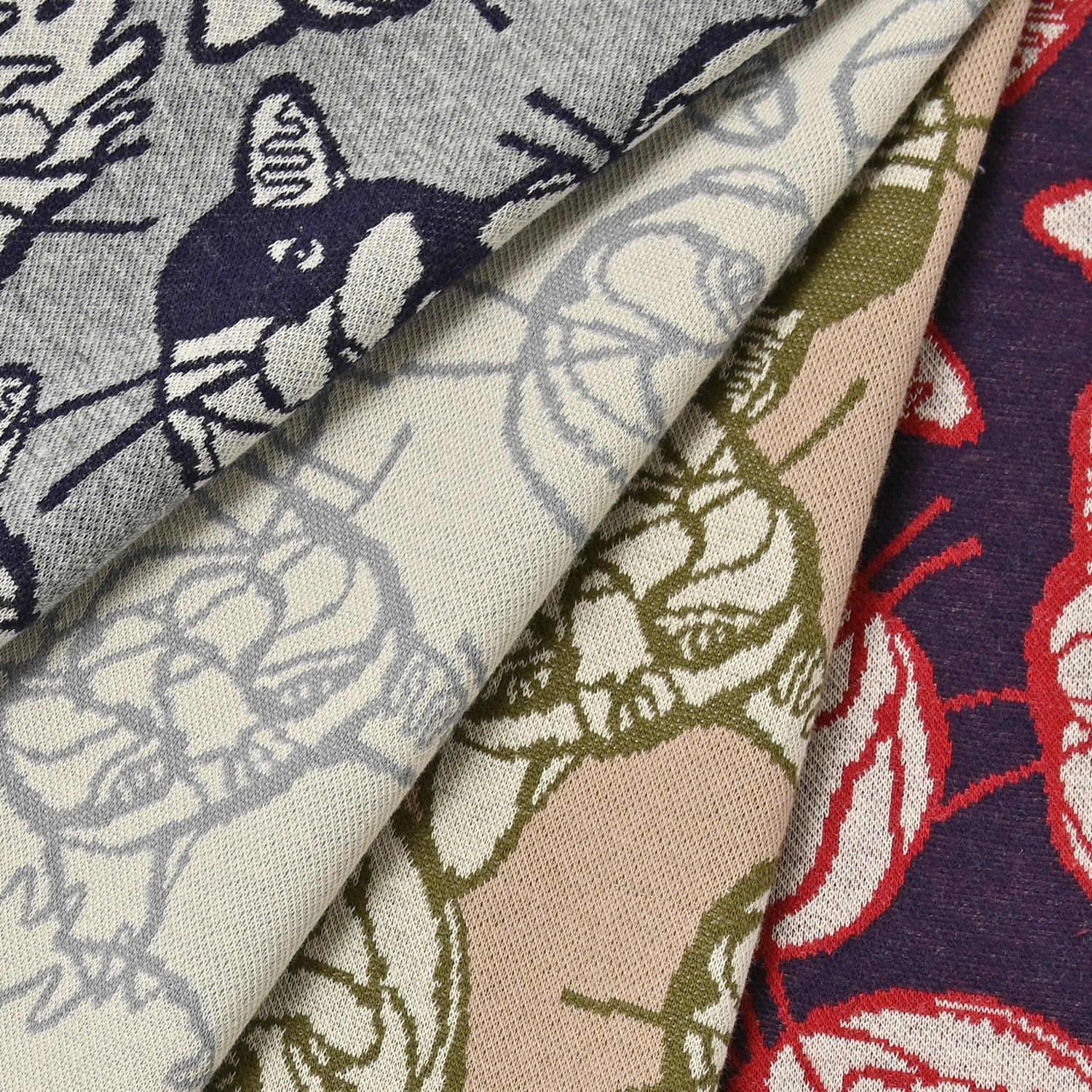 +HAyU Cat Knit Jacquard Cotton Fabric