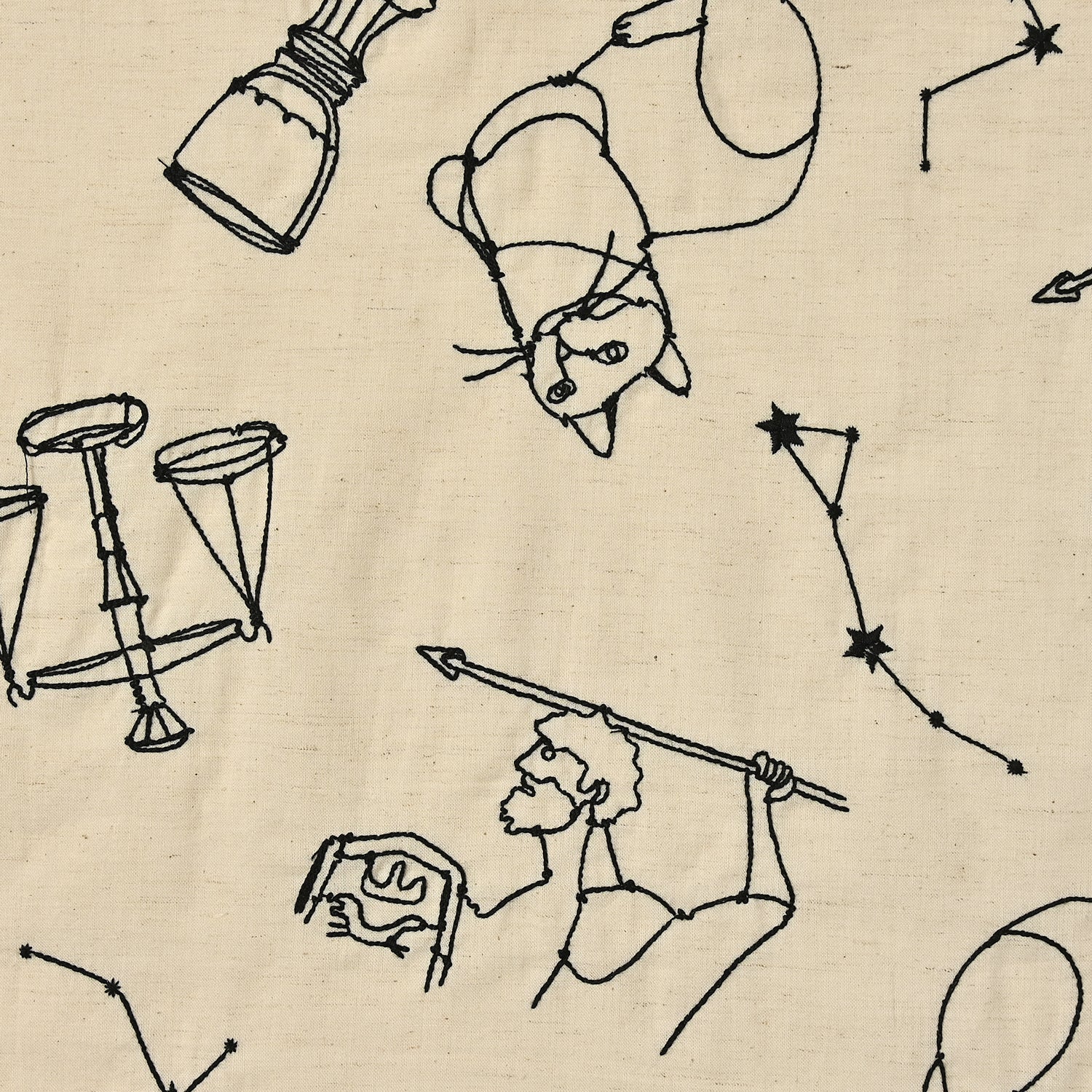 +HAyU fabric Signs of the Zodiac Embroidered Cotton Linen Sheeting