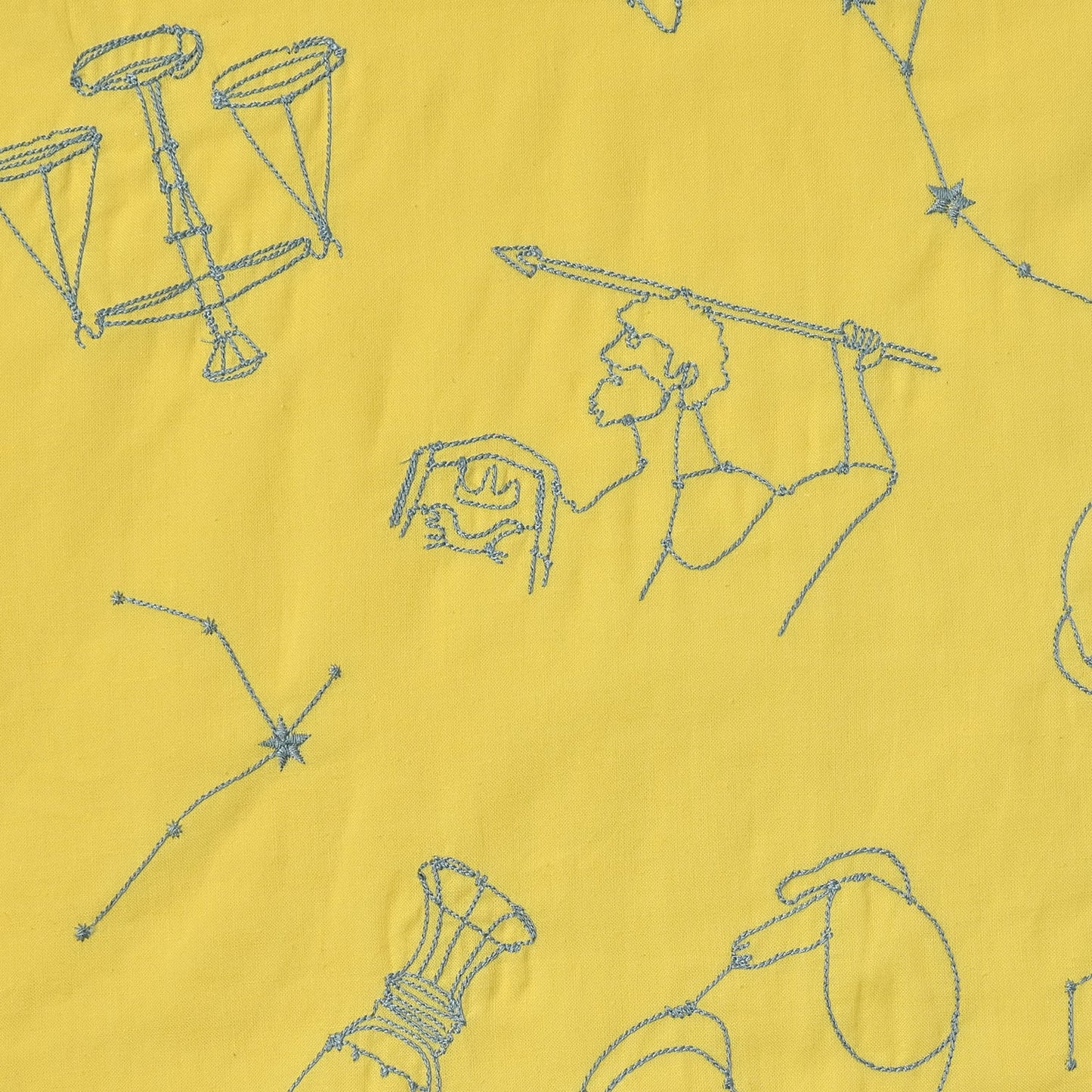 +HAyU fabric Signs of the Zodiac Embroidered Cotton Linen Sheeting