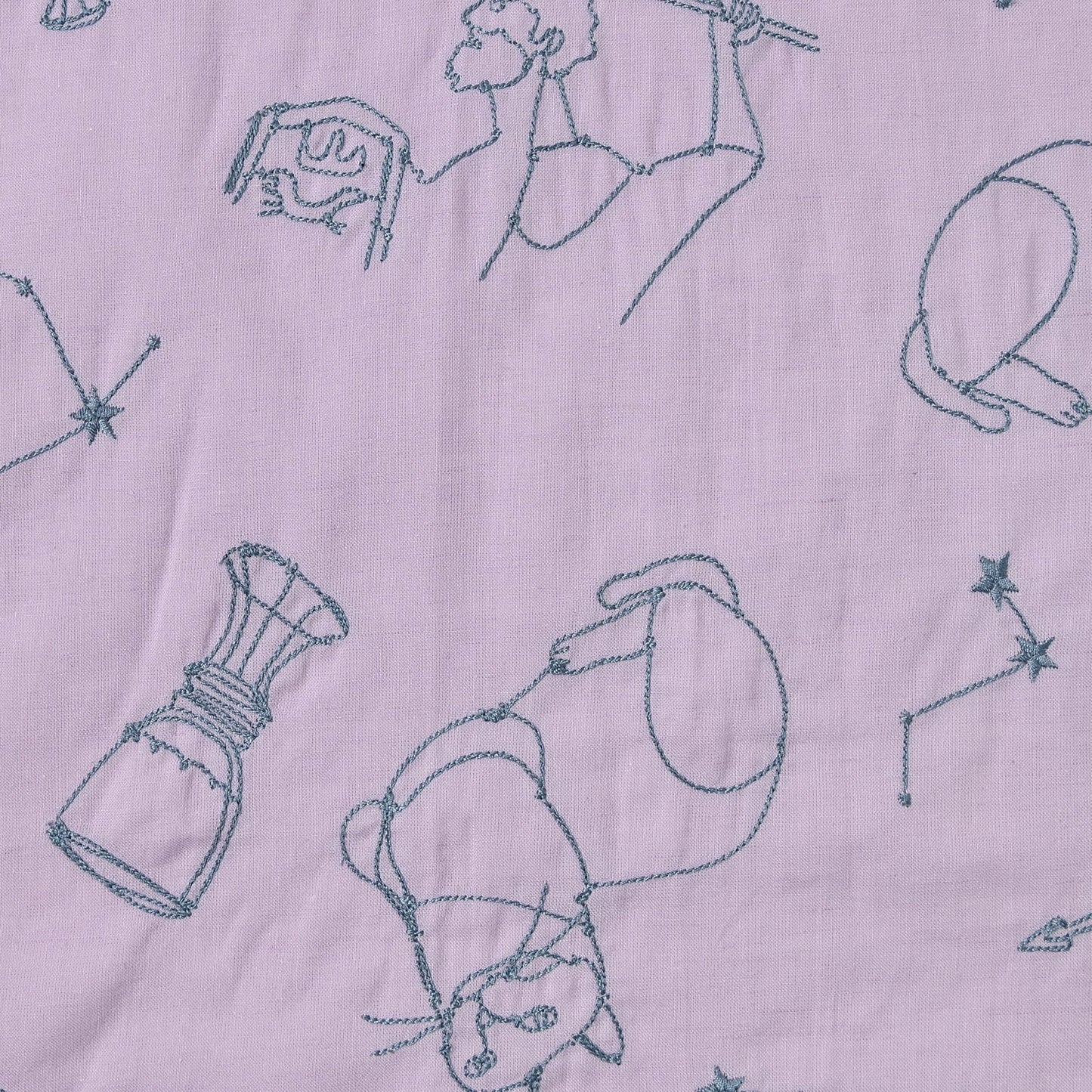 +HAyU fabric Signs of the Zodiac Embroidered Cotton Linen Sheeting