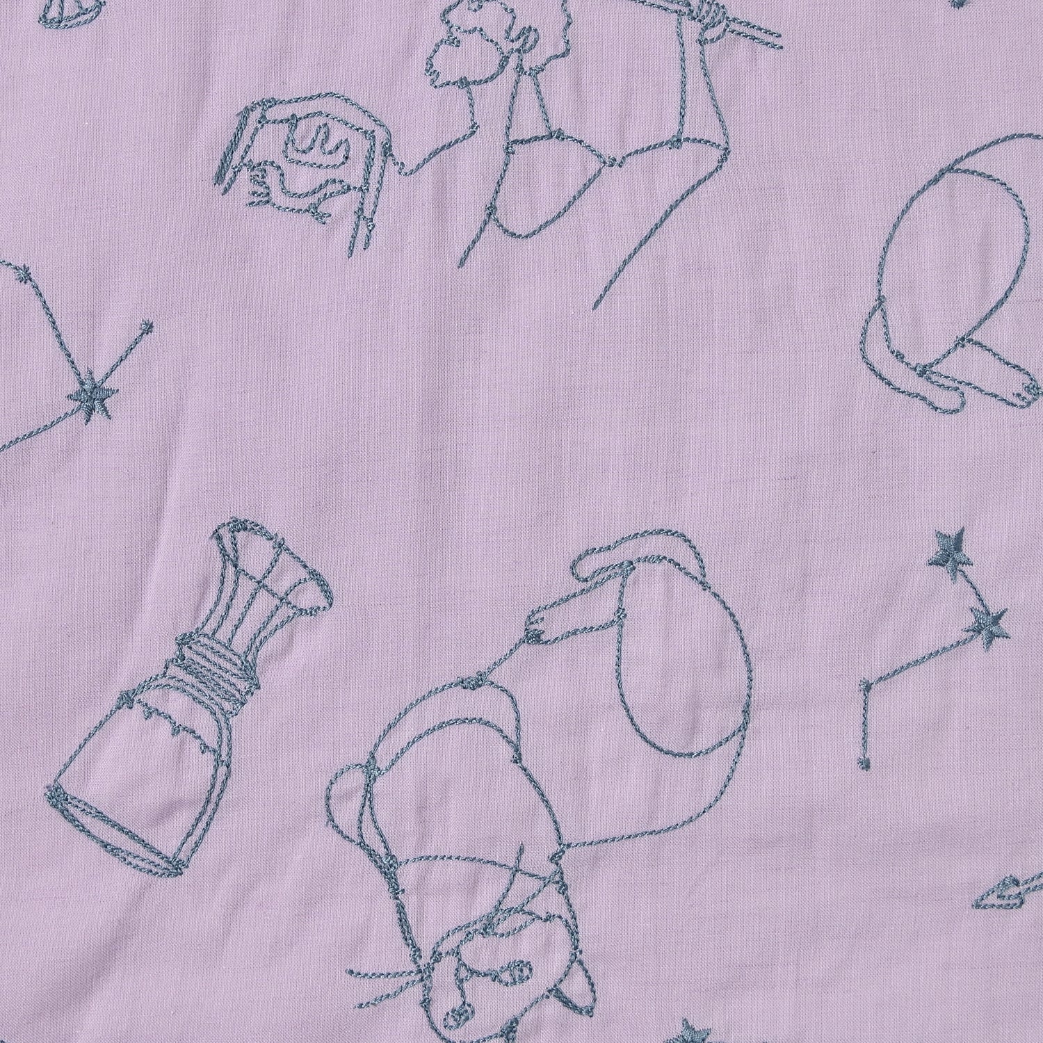 +HAyU fabric Signs of the Zodiac Embroidered Cotton Linen Sheeting