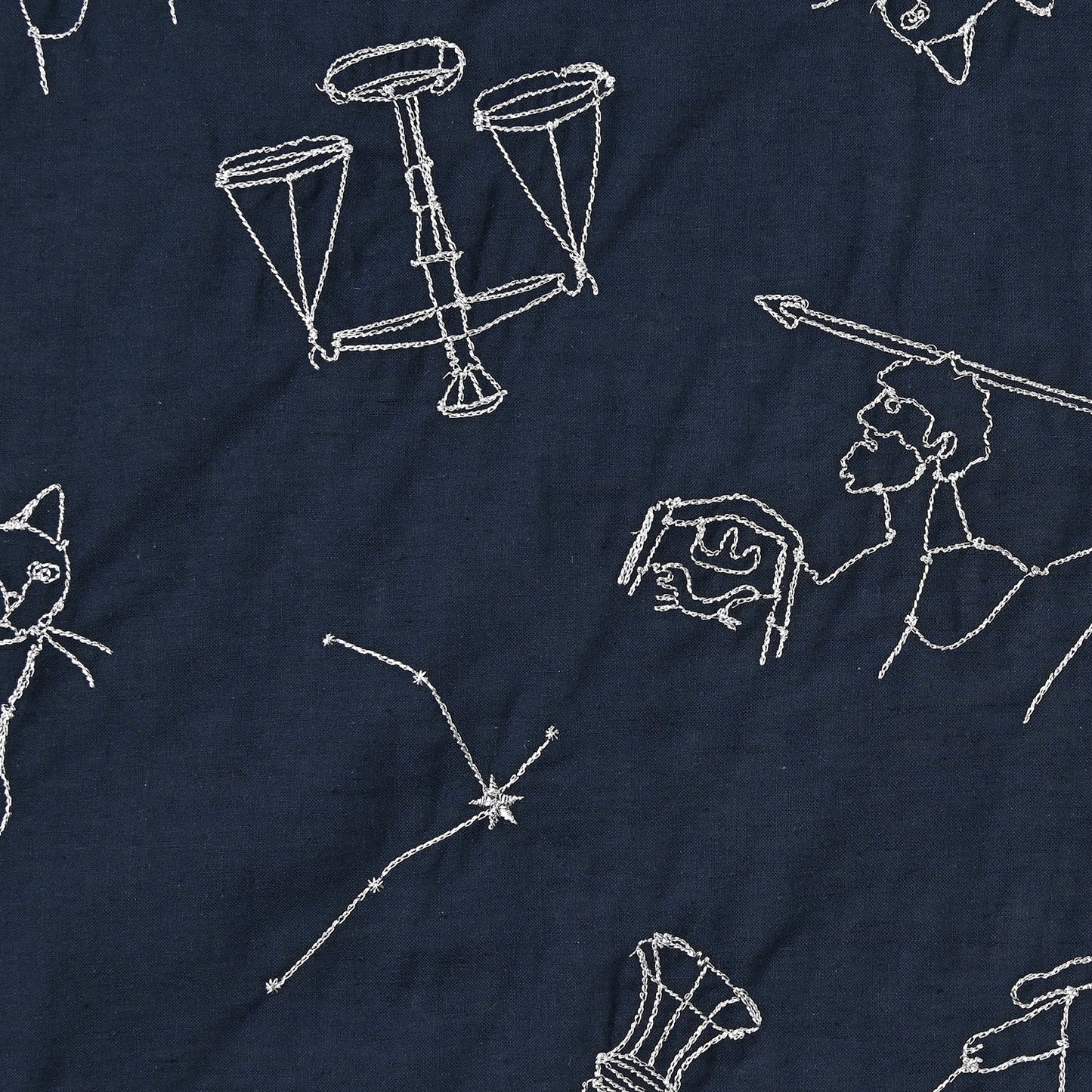 +HAyU fabric Signs of the Zodiac Embroidered Cotton Linen Sheeting EGX-7710-1