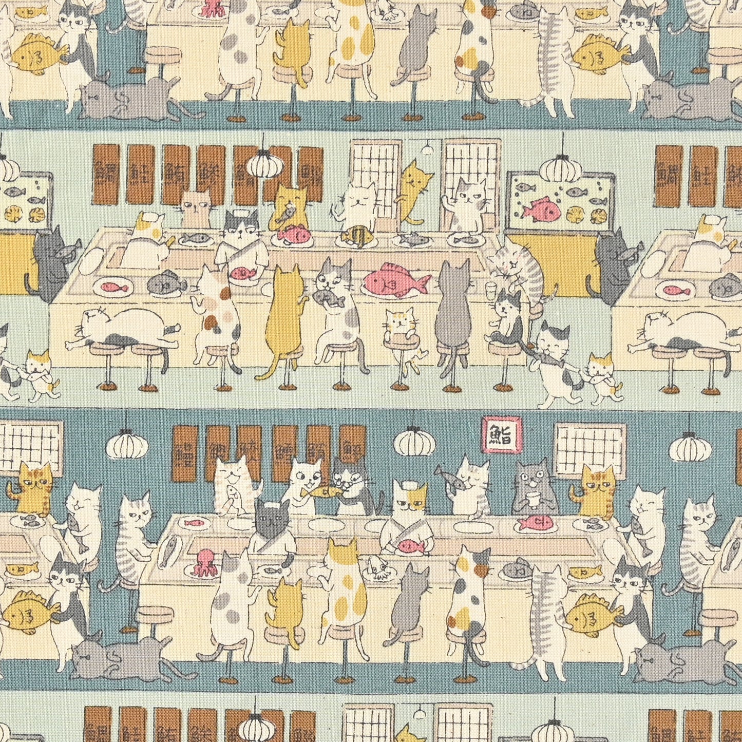 Funny Cats Sushi Sheeting YKA-99000-1