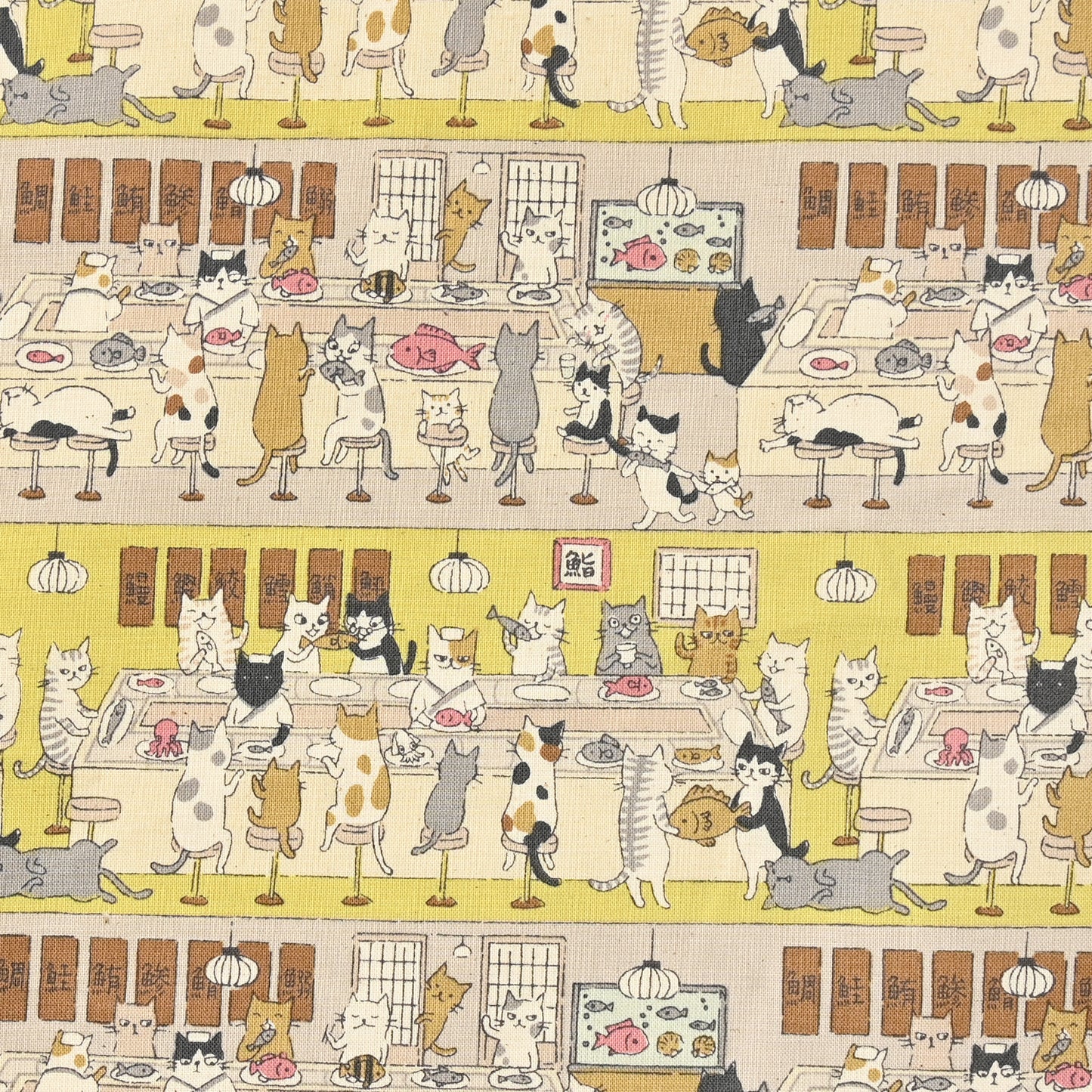 Funny Cats Sushi Sheeting YKA-99000-1