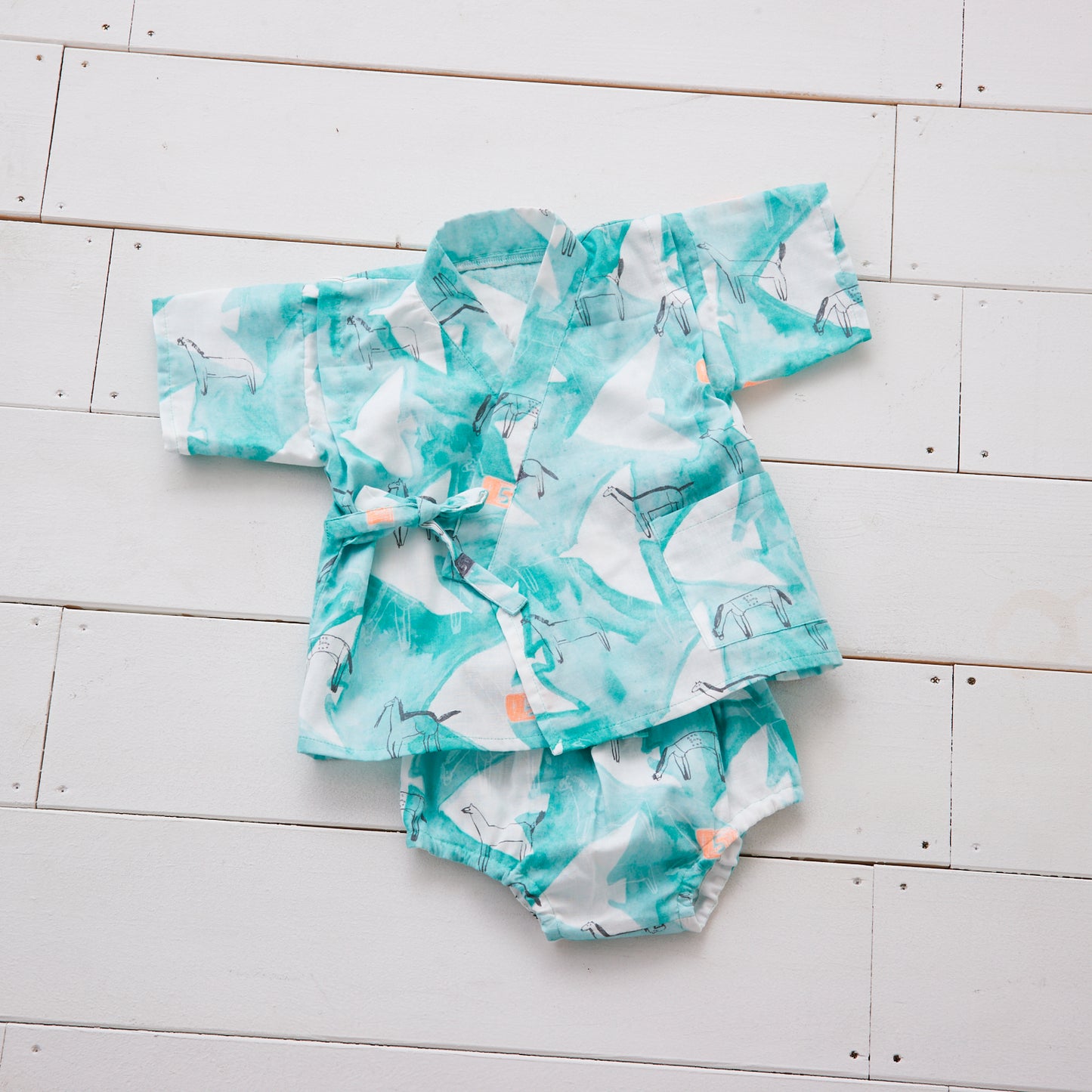 Paper message Horse & Bird Cotton Double Gauze EGXA-8004-1