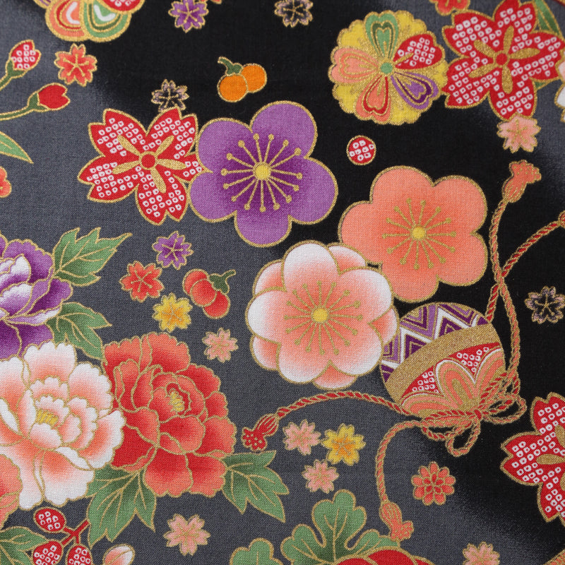 Flowering Chrysanthemum and Fan Traditional Japanese Cotton Sheeting 1600-62