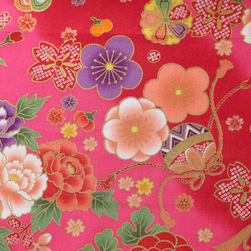 Flowering Chrysanthemum and Fan Traditional Japanese Cotton Sheeting 1600-62