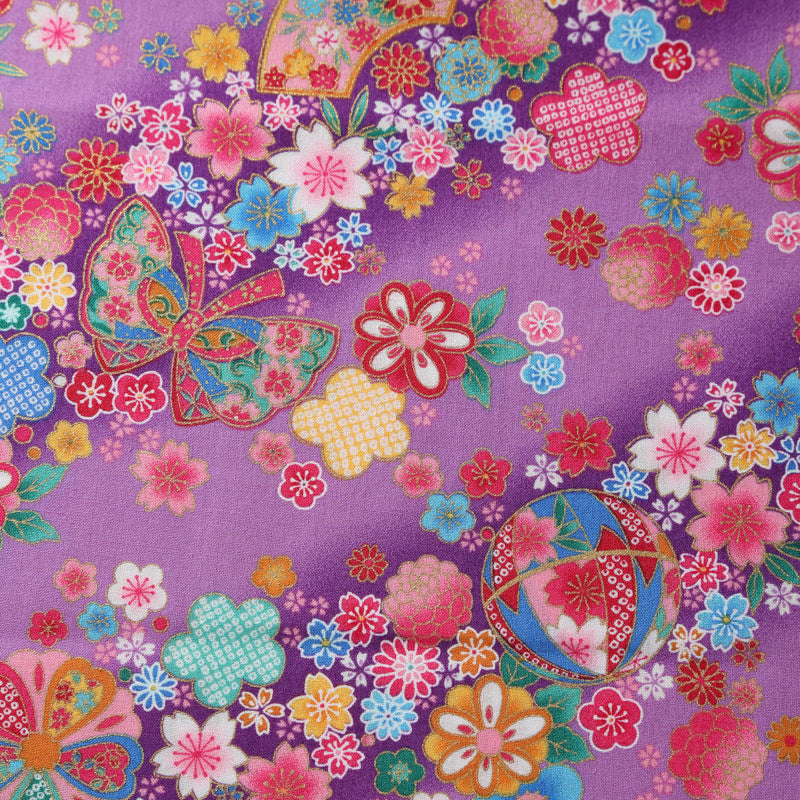 Flowering Sakura and Fan Traditional Japanese Cotton Sheeting 1600-76