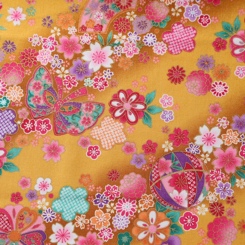 Flowering Sakura and Fan Traditional Japanese Cotton Sheeting 1600-76