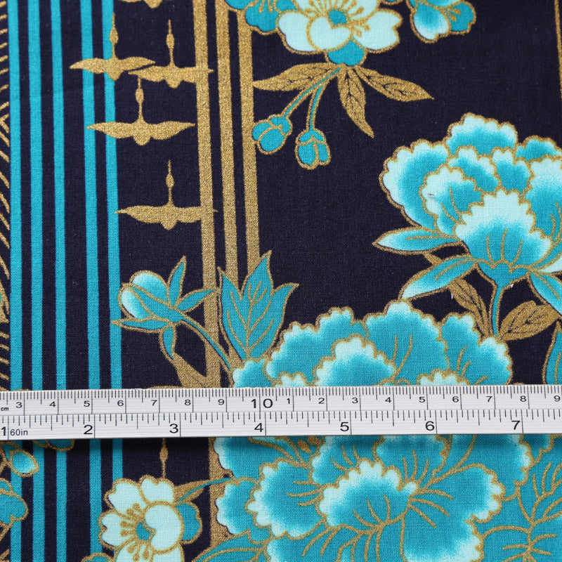 Flowering Peony and Cranes Traditional Japanese Cotton Sheeting 1600-106