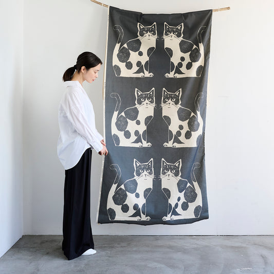 [Preorder Period: 28th Feb 2026] Echino Nekonoe Two Cats Cotton Linen Canvas EYX-91100-100