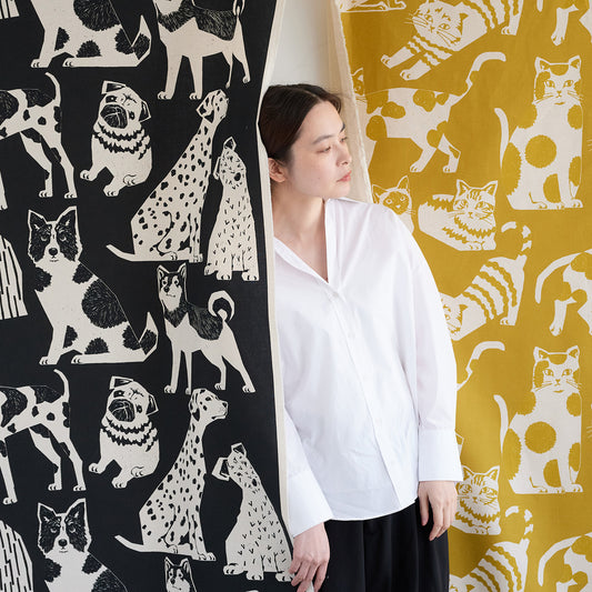 [Pre-order Deadline: 28th September 2026] Echino NekoNoe Cotton Linen Canvas - DOG DOG EYX-91200-201