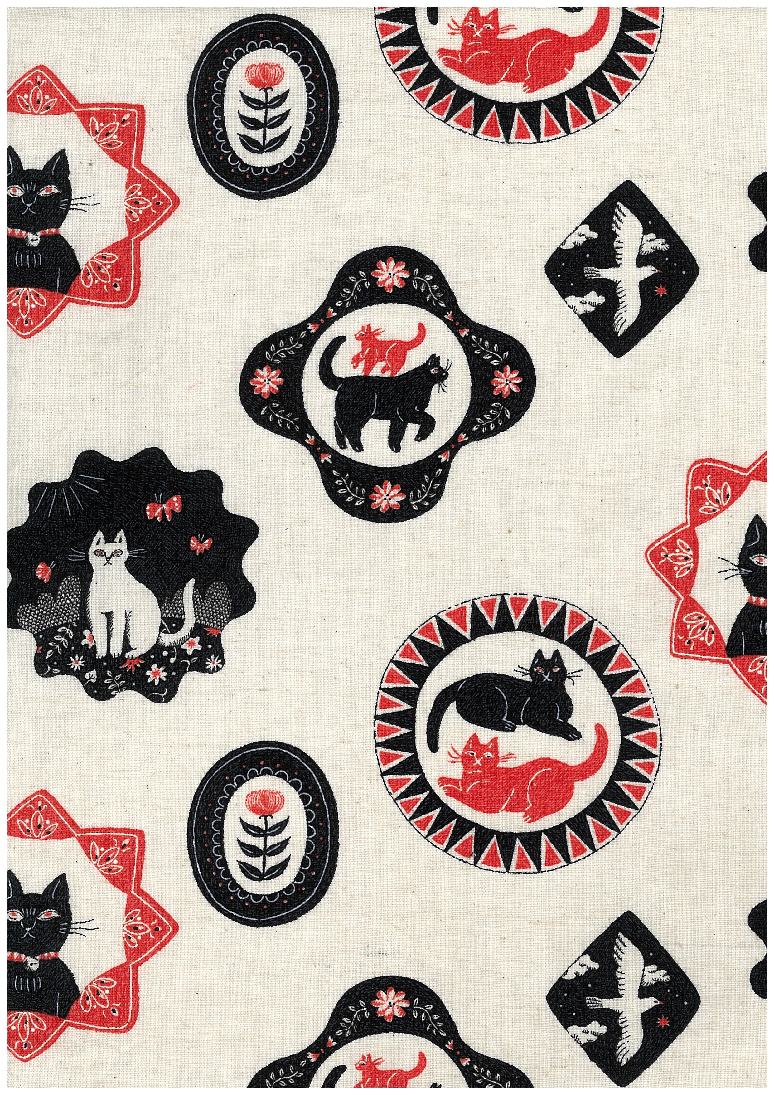 Preorder] Sanae Sugimoto Cat Days Cotton Linen Sheeting EGX-9230-1