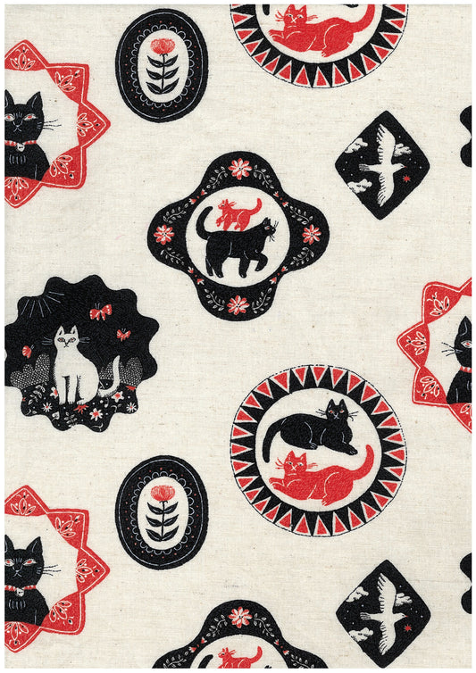 [Preorder] Sanae Sugimoto Cat Days Cotton Linen Sheeting EGX-9230-1