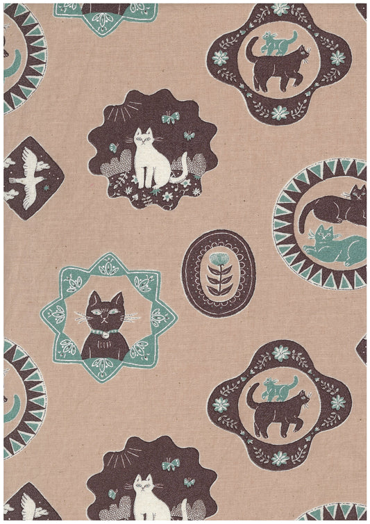 [Preorder] Sanae Sugimoto Cat Days Cotton Linen Sheeting EGX-9230-1