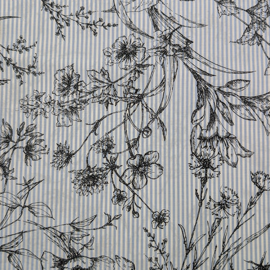 HOKKOH Stripe Floral Oxford Shirting 3026-571-1