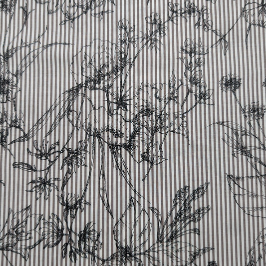 HOKKOH Stripe Floral Oxford Shirting 3026-571-1