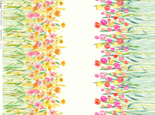 Le Bouquet Border Tulip & Wildflowers Sheeting YGA-76070-1