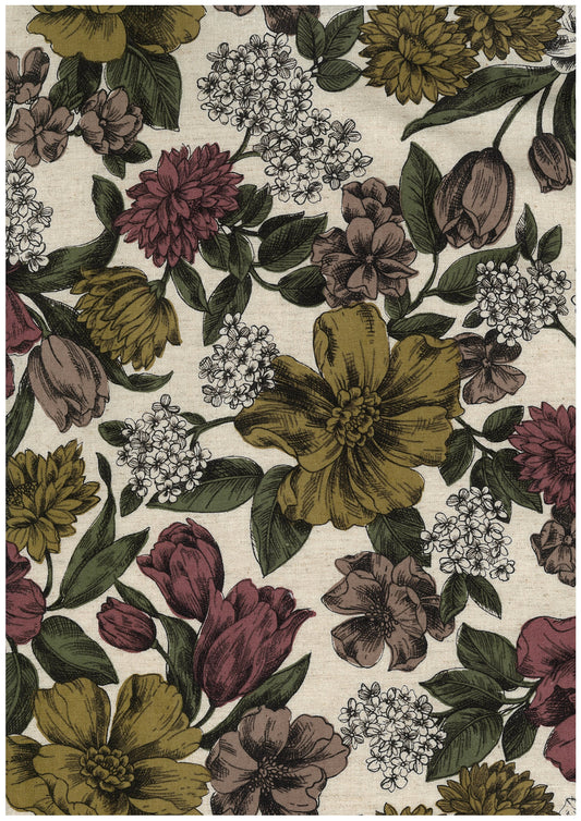 Natural Garden Cotton Linen Blend Sheeting YGA-86080-1
