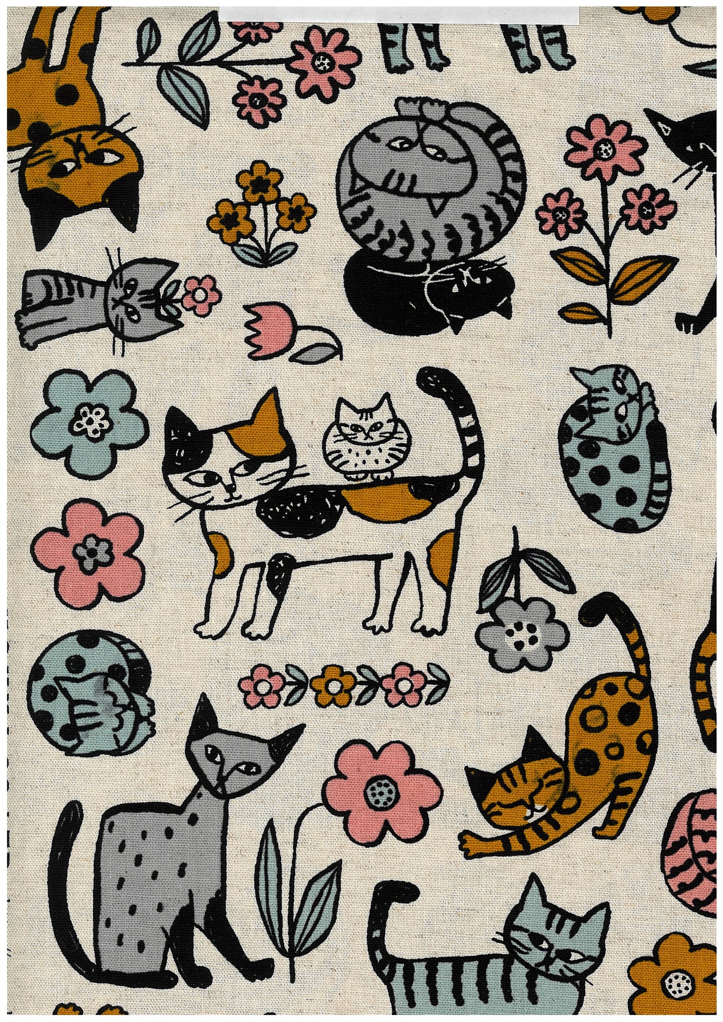 Scandinavian Style Cats Cotton Linen Blend Canvas YGA-89070-1