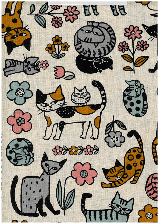 Scandinavian Style Cats Cotton Linen Blend Canvas YGA-89070-1