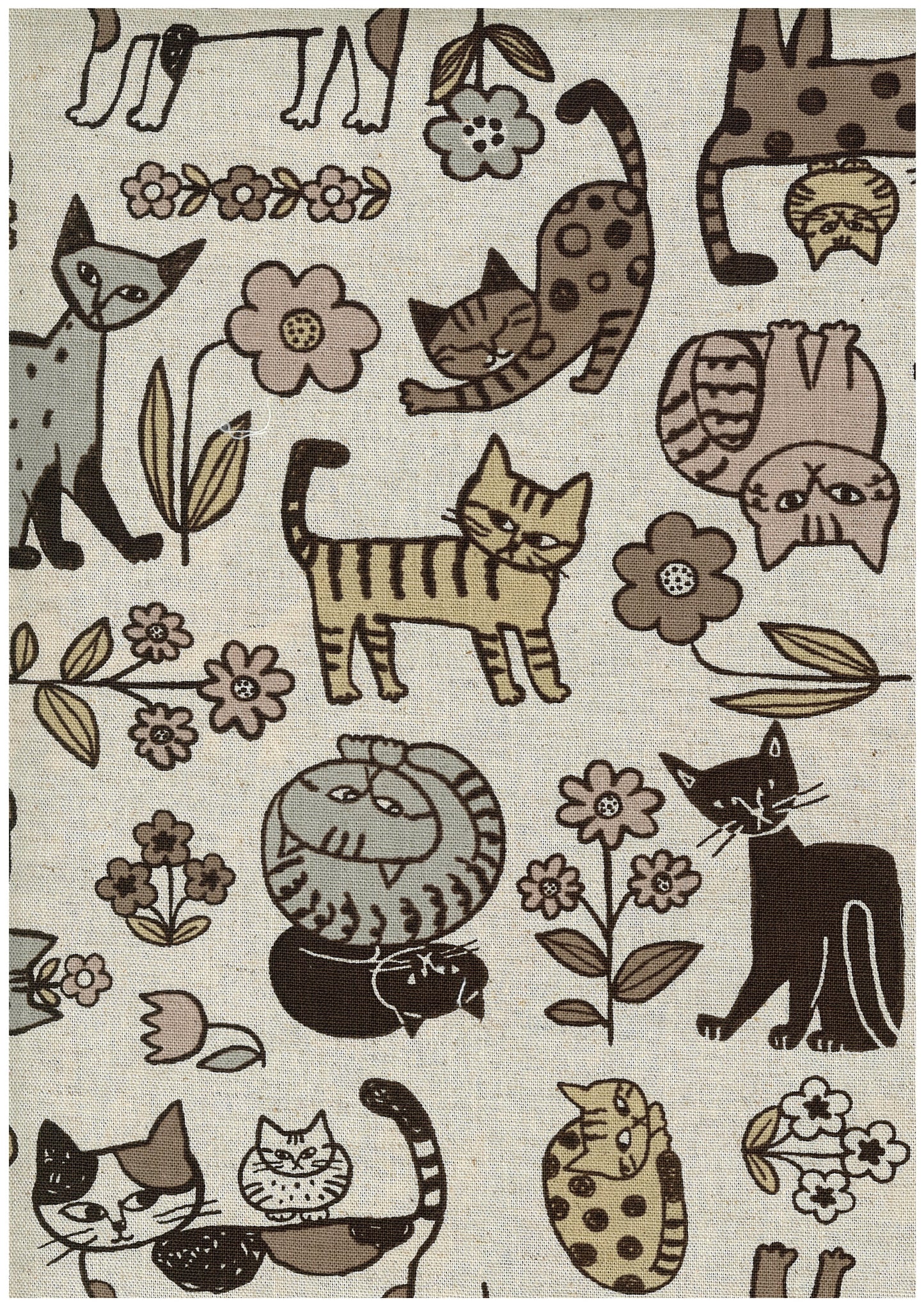 Scandinavian Style Cats Cotton Linen Blend Canvas YGA-89070-1