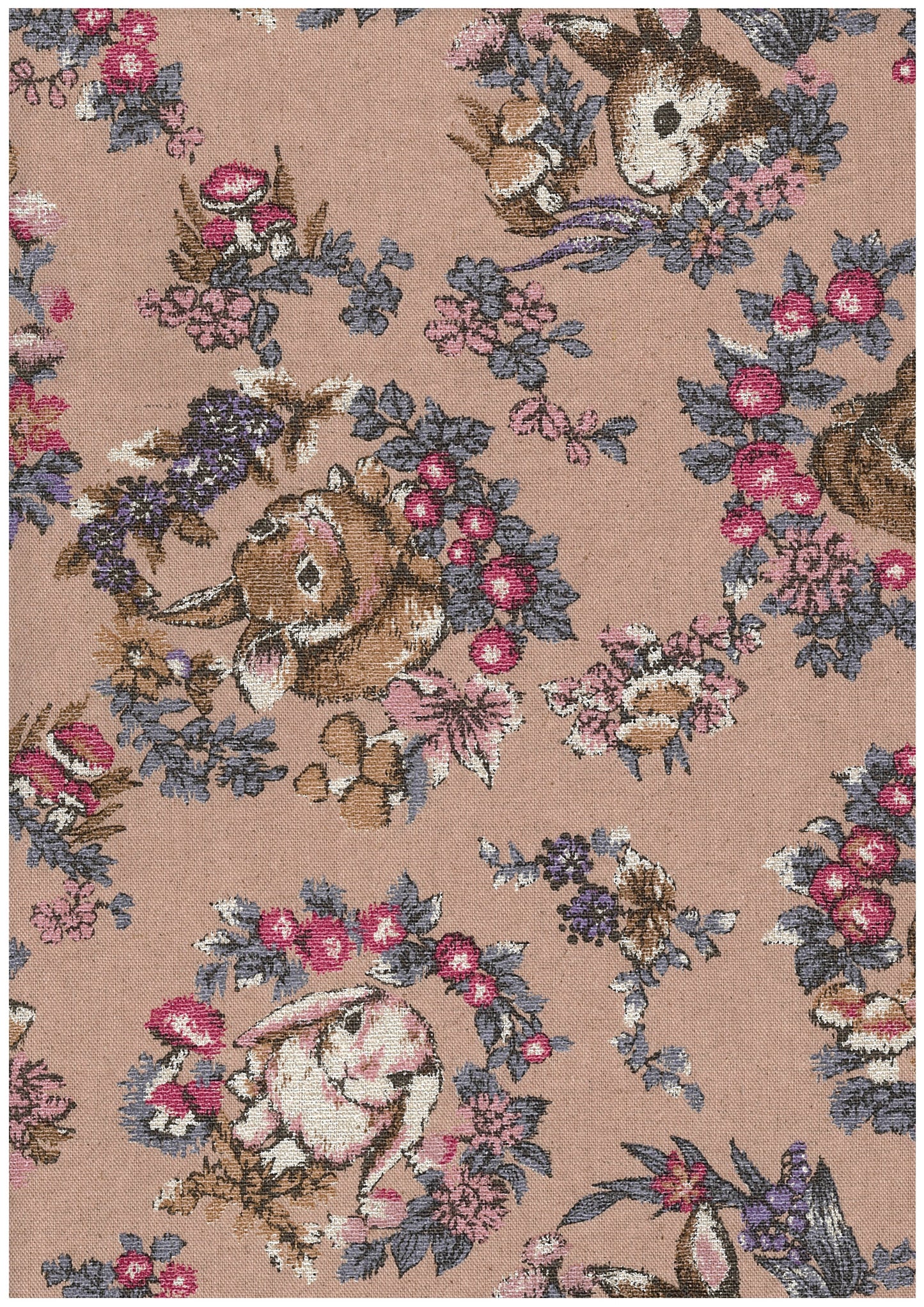 Tapestry-style Print Rabbit Wreaths Canvas YGA-96000-1