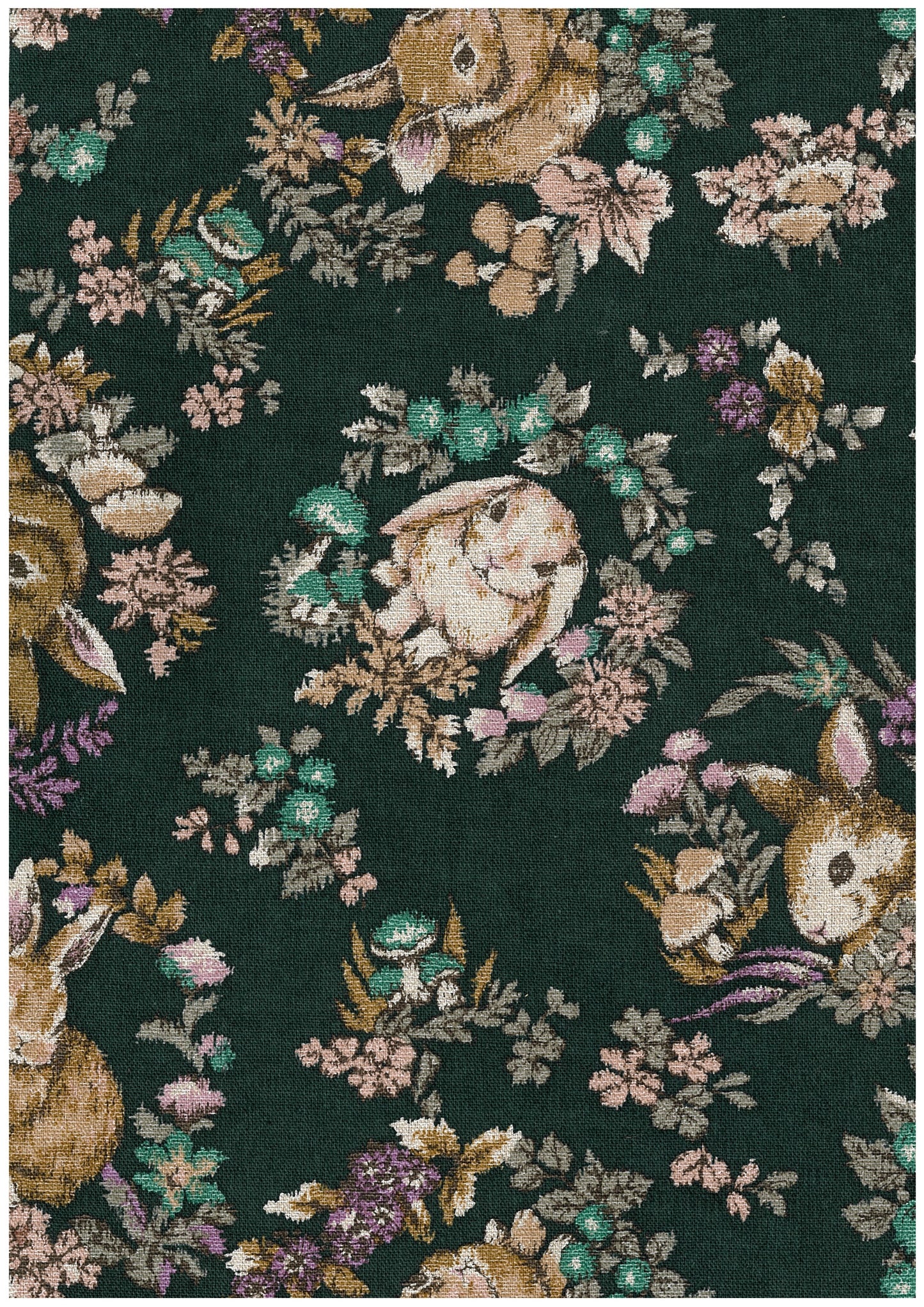 Tapestry-style Print Rabbit Wreaths Canvas YGA-96000-1