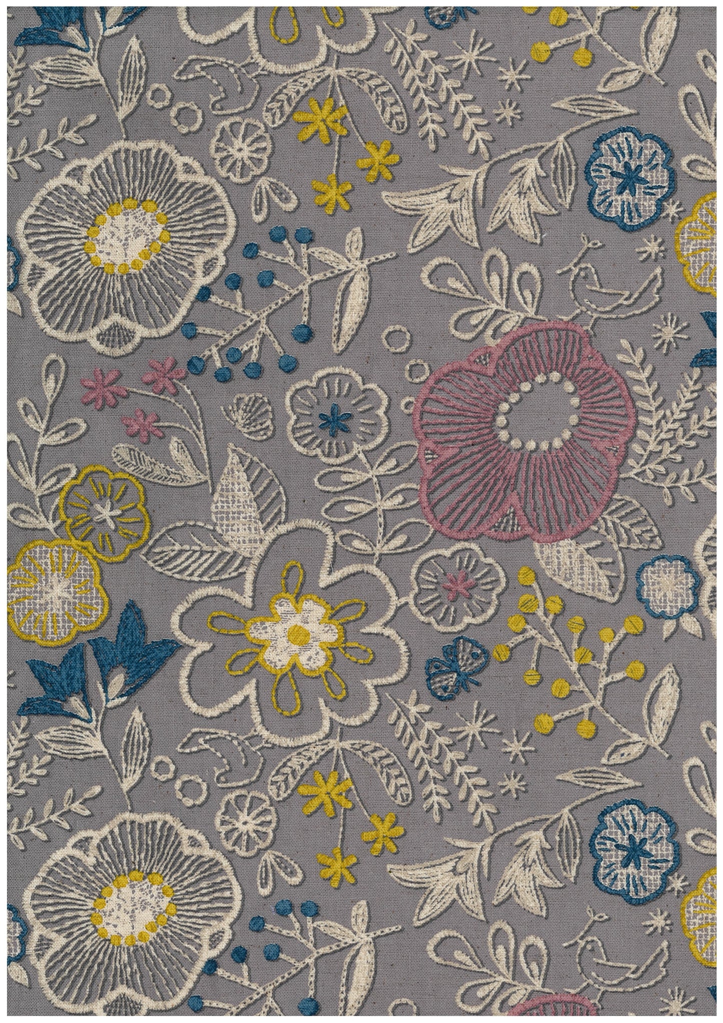Embroidered-style Print Flowers Sheeting YGA-96040-1