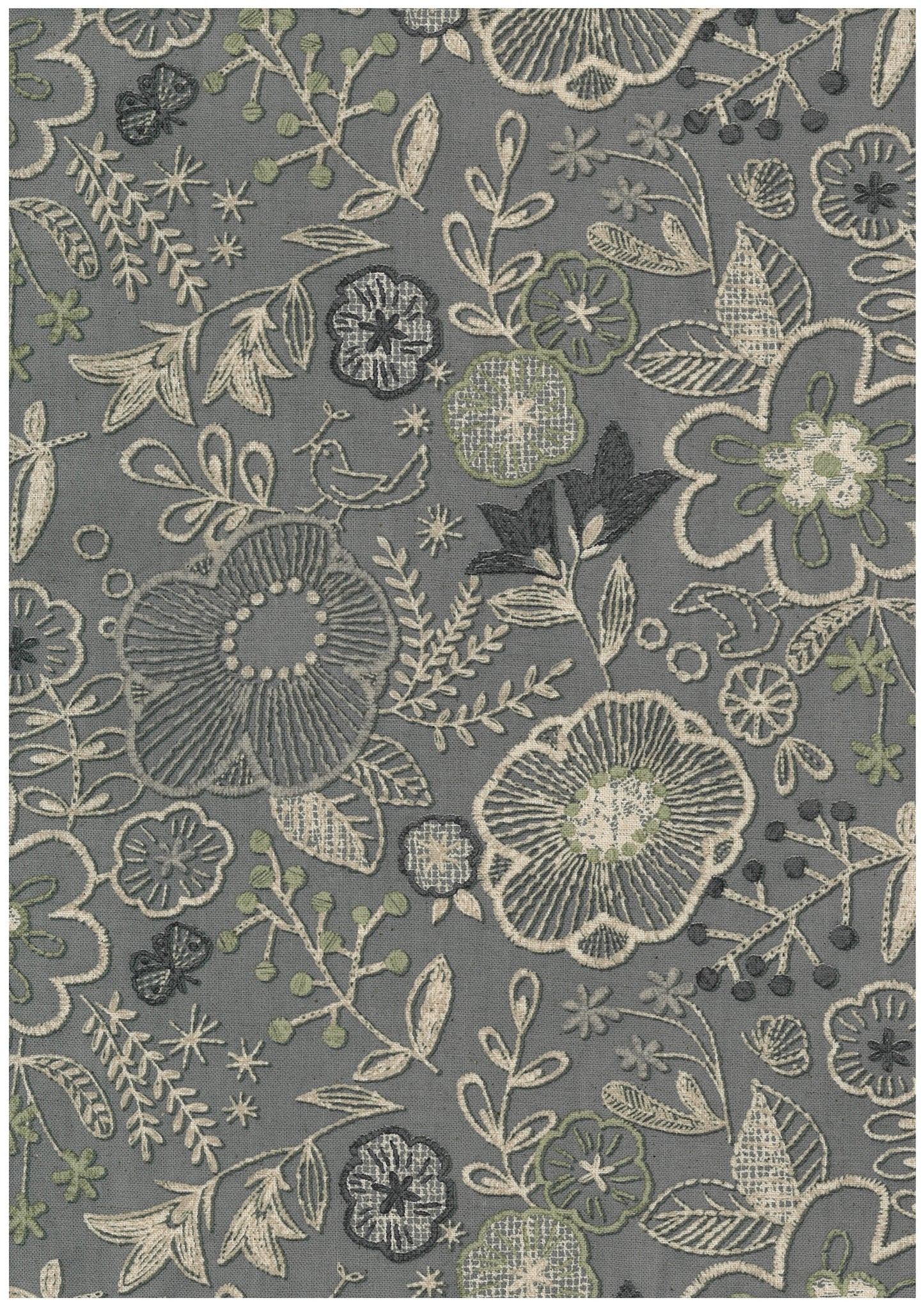 Embroidered-style Print Flowers Sheeting YGA-96040-1