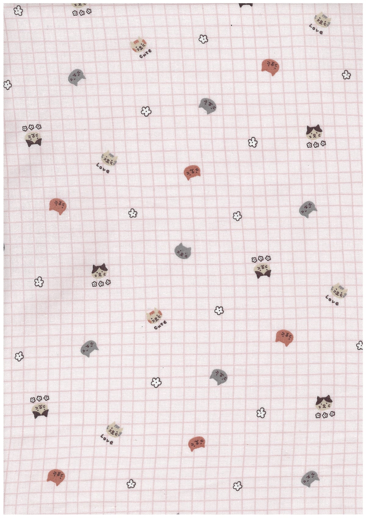 Cat & Check Cotton Sheeting YGA-99000-1