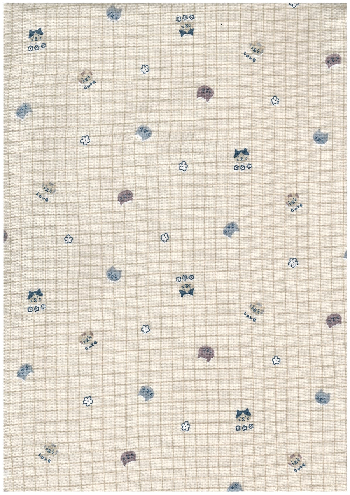 Cat & Check Cotton Sheeting YGA-99000-1