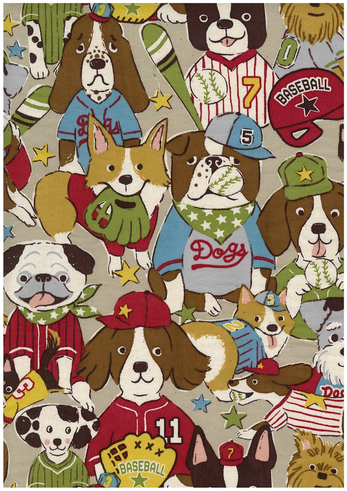 Powerful Animal Baseball Dogs Cotton Oxford YGA-99010-2