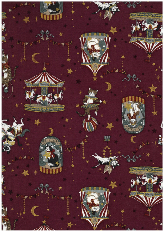 In The Darkness Circus Cats Cotton Sheeting YGA-99030-2